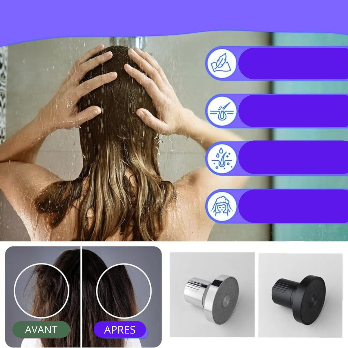 Pommeau de douche filtrant Achilus 15 étapes