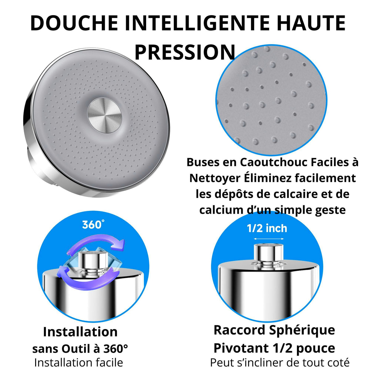 Pommeau de douche filtrant Achilus 15 étapes