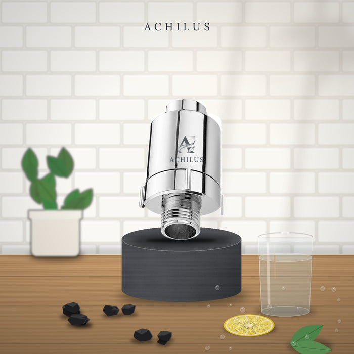 Filtre à eau au charbon actif Achilus, finition chromée