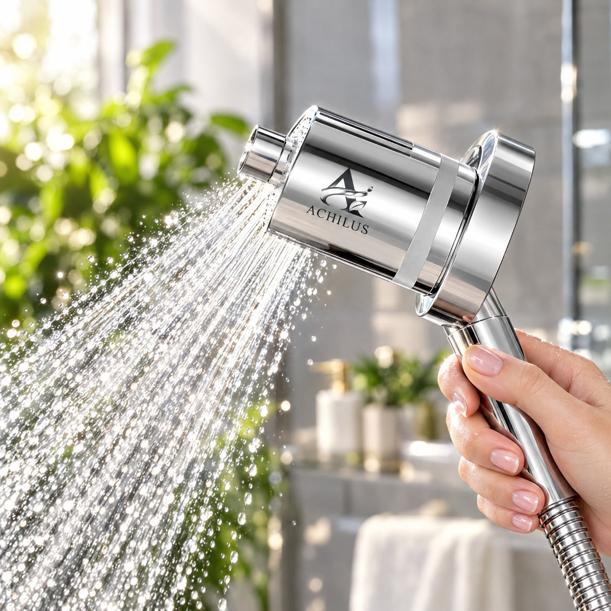 Pommeau de douche filtrant Achilus 15 étapes